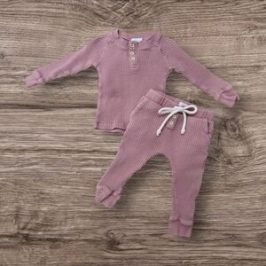 Set Jamie Kay Organic Cotton Waffle Top & Bottom 1-2 yr. Rosette